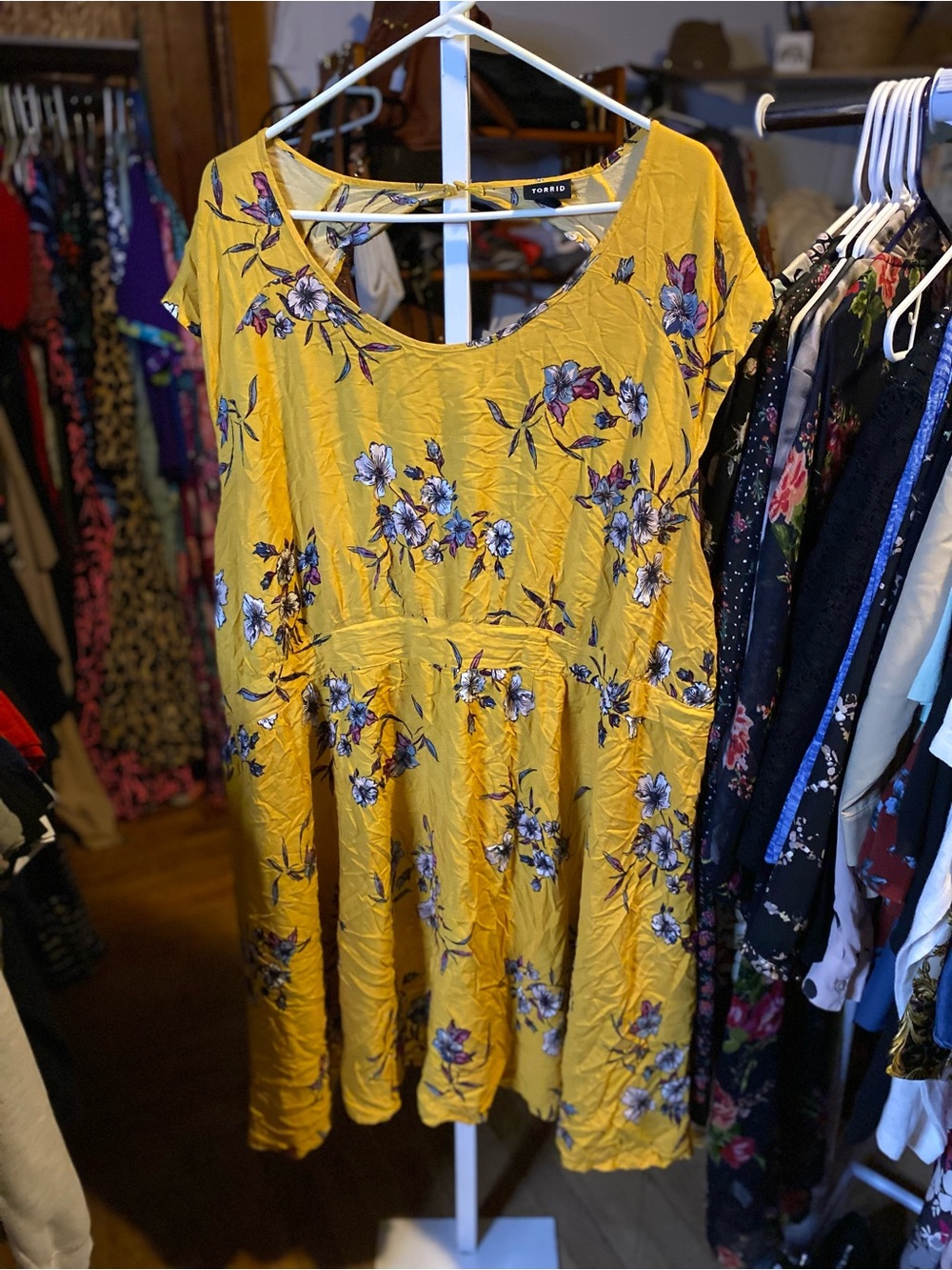 torrid Mustard Yellow Floral Mini Dress